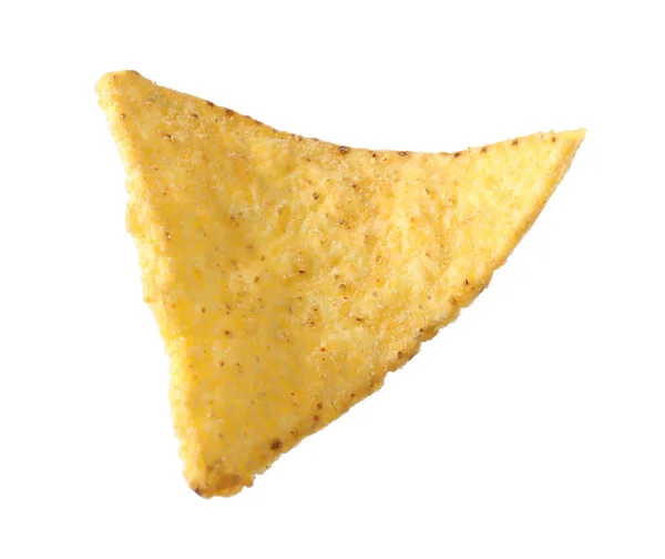 Saboroso mexicano nacho chip no fundo branco — Fotografia de Stock