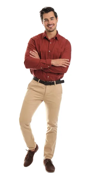 Full length portrait of young man on white background — Stock Photo, Image