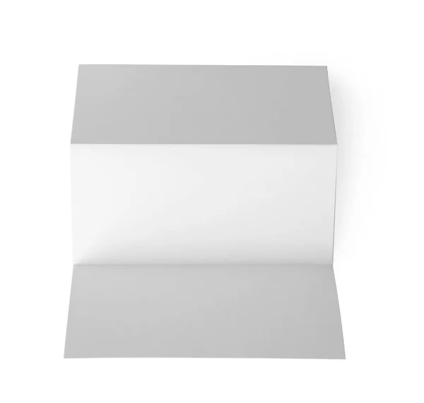 Κενό φυλλάδιο σε λευκό φόντο, επάνω όψη. Μακέτα για το σχεδιασμό — Φωτογραφία Αρχείου