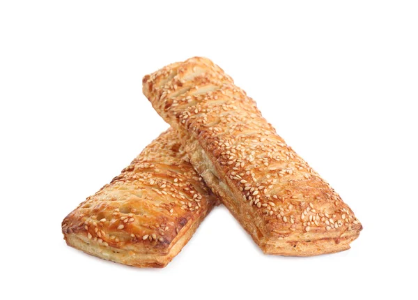 Fresh tasty puff pastry on white background — Stock Photo, Image