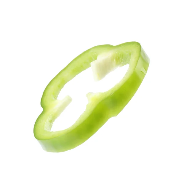 Piece of fresh green bell pepper on white background — Stock Photo, Image