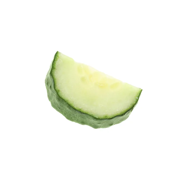 Piece of fresh cucumber on white background — Stock Photo, Image