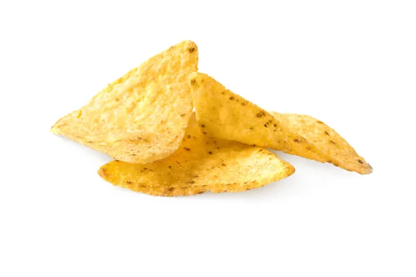 Läckra mexikanska nachos chips på vit bakgrund — Stockfoto