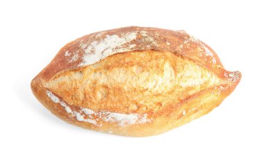 Beyaz arka planda taze ekmek somun, üst görünüm