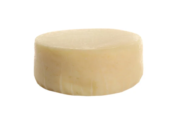 Beyaz arka planda lezzetli taze peynir başkanı — Stok fotoğraf