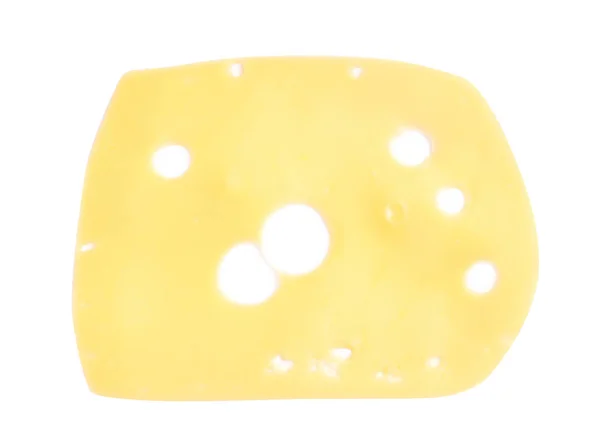 Fetta di gustoso formaggio maasdam su sfondo bianco, vista dall'alto — Foto Stock