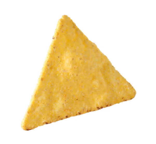 Smakelijke Mexicaanse Nacho-chip op witte achtergrond — Stockfoto