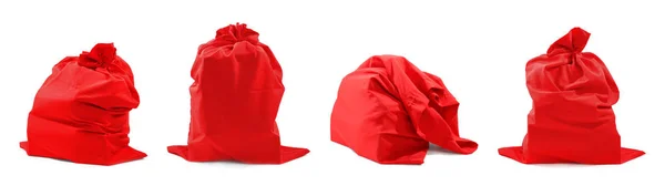 Set von Santa Claus roten Taschen auf weißem Hintergrund — Stockfoto