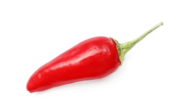 Dojrzałe Red Hot Chili Pepper na białym tle, widok z góry — Zdjęcie stockowe