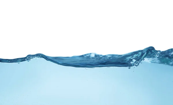 Ola de agua dulce transparente sobre fondo azul — Foto de Stock
