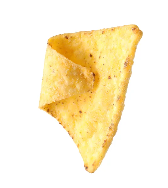 Saboroso mexicano nacho chip no fundo branco — Fotografia de Stock