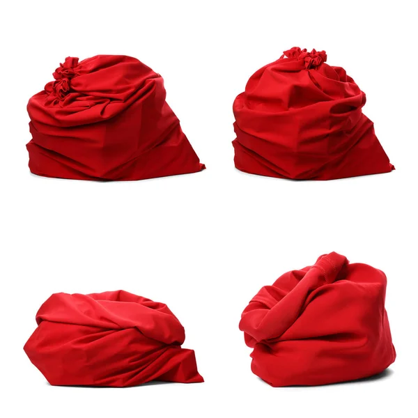 Set of Santa Claus red bags on white background — Stock Photo, Image