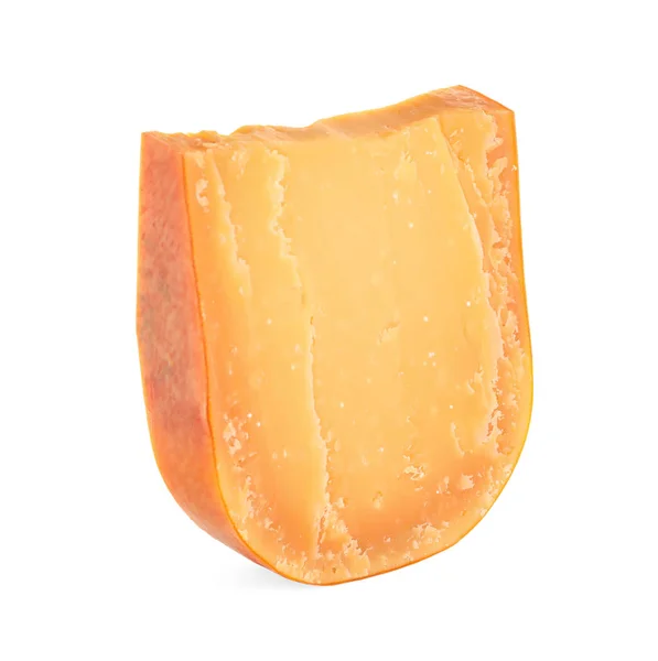 Kawałek smacznego sera Mimolette na białym tle — Zdjęcie stockowe