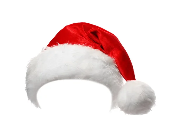 Άγιος Βασίλης κόκκινο καπέλο απομονώνονται σε λευκό — Φωτογραφία Αρχείου