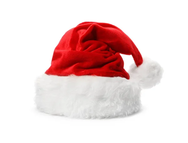 Papai Noel chapéu vermelho isolado no branco — Fotografia de Stock