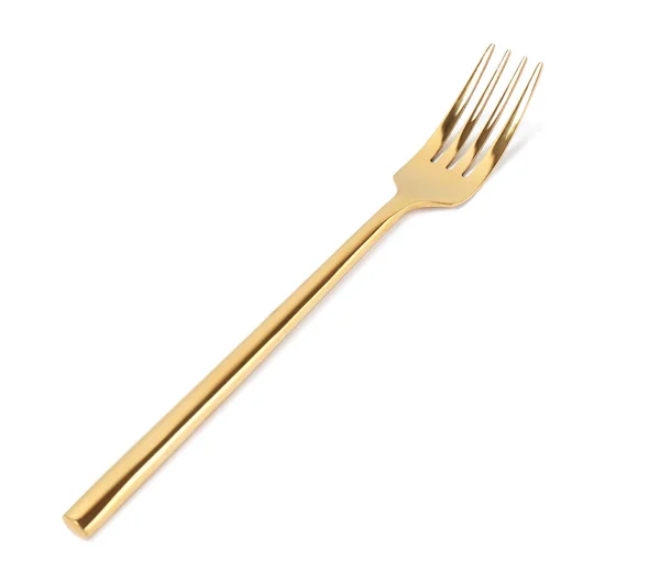 Elegante tenedor de oro limpio sobre fondo blanco —  Fotos de Stock