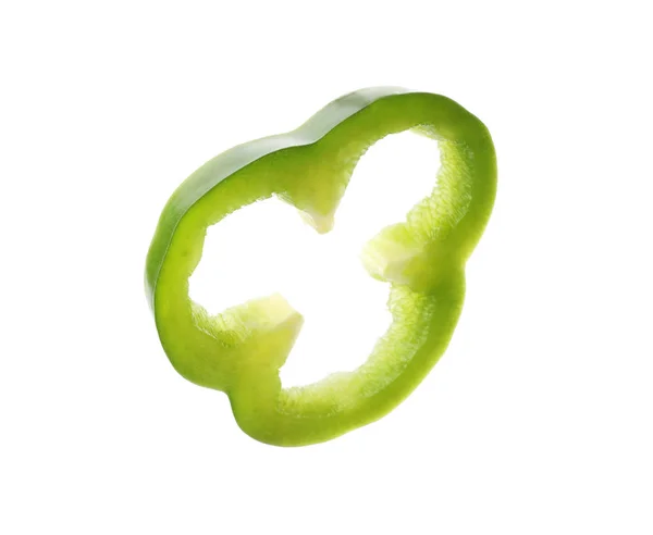 Ring of fresh green bell pepper on white background — Stock Photo, Image