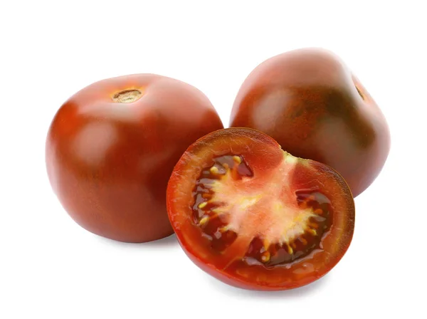 新鲜成熟的棕色西红柿在白色背景 — 图库照片