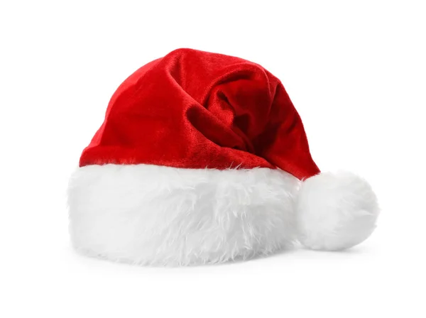 Cappello Babbo Natale rosso isolato su bianco — Foto Stock