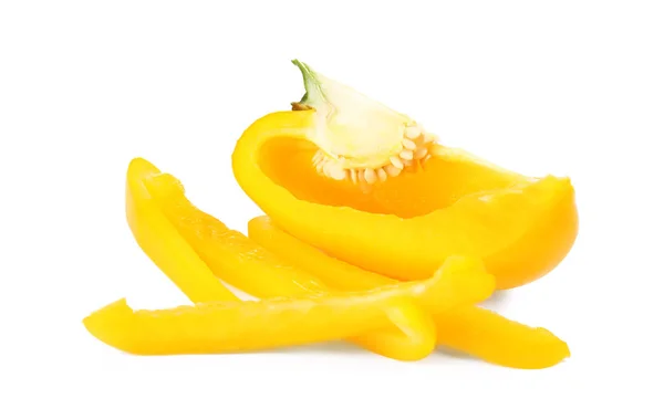 Skär gul paprika isolerad på vit — Stockfoto
