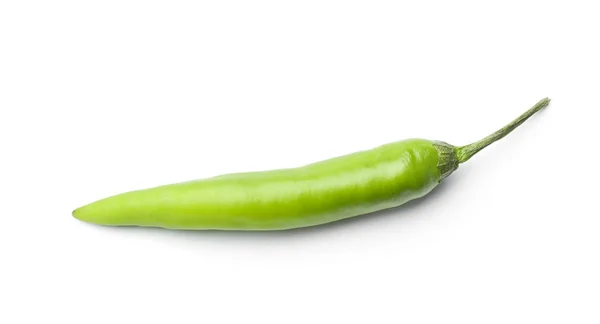 Rijpe groene hete Chili peper op witte achtergrond, Top View — Stockfoto