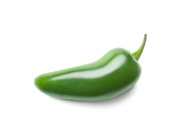 Стиглі зелений гарячий перець чилі на білому тлі, вид зверху — стокове фото