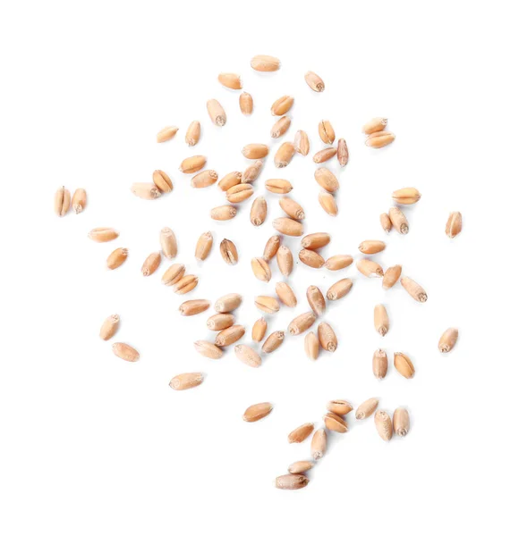 Wheat grains on white background, top view. Cereal crop — Stock Photo, Image