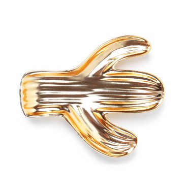 Beyaz arka plan üzerinde trendy altın kaktüs şekilli plaka