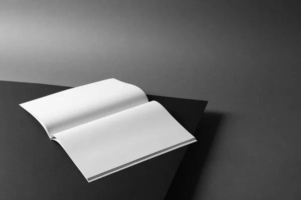 Empty book pages on dark background. Mockup for design