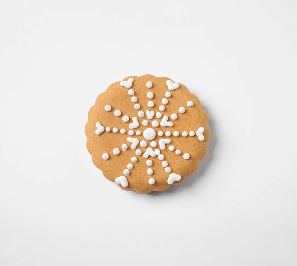 Tasty homemade Christmas cookie on white background, top view — Stock Photo, Image