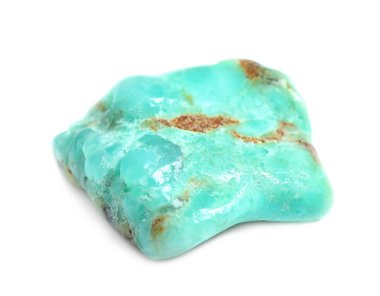 Beyaz arka plan üzerinde güzel chrysoprase değerli taş