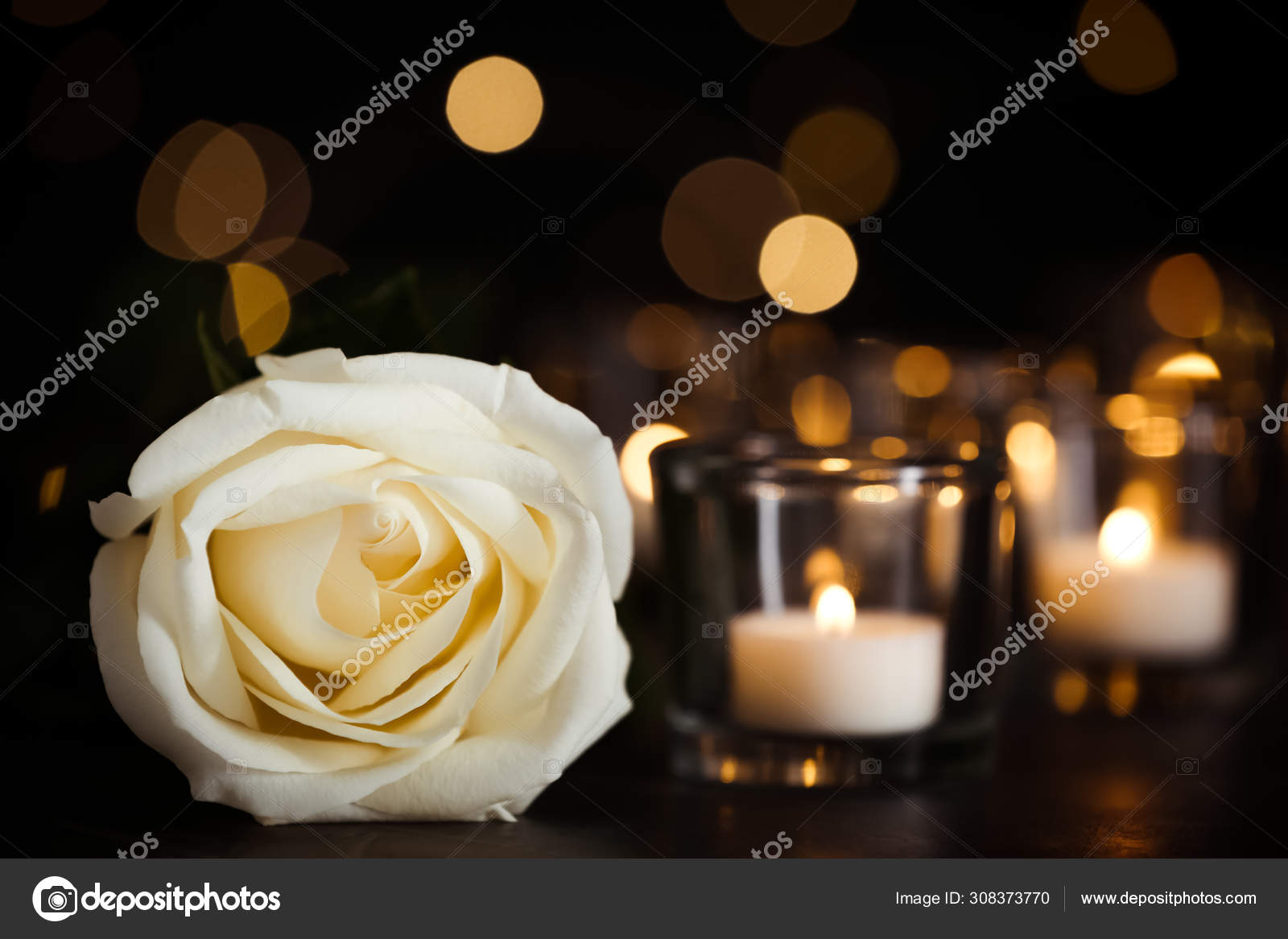Bougie funéraire roses blanches lumière de deuil argent Ø7cm  H18cm 77h-91404-SILBER