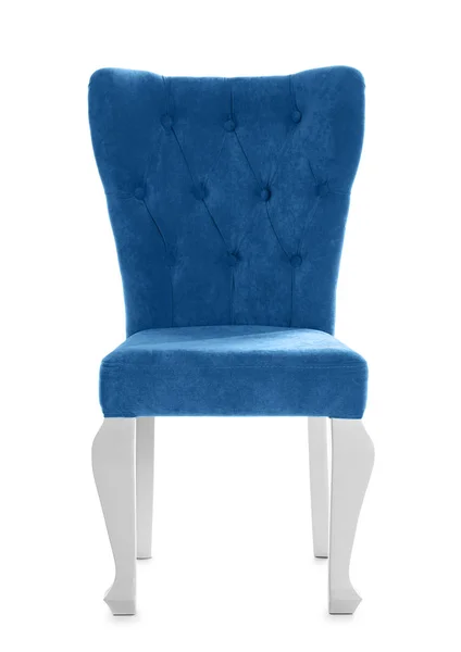 Elegante silla azul sobre fondo blanco. Elemento de diseño de interiores — Foto de Stock