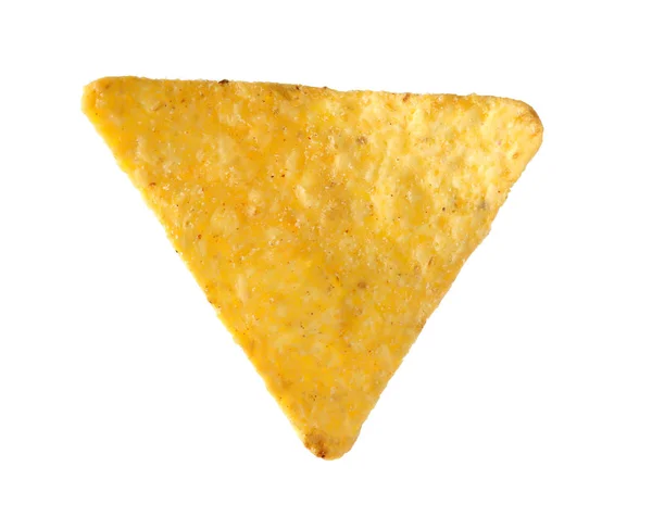 Saboroso mexicano nacho chip no fundo branco — Fotografia de Stock