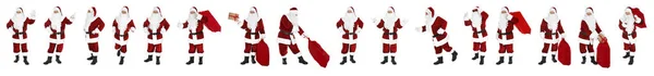 Set di autentico Babbo Natale su sfondo bianco. Design banner — Foto Stock