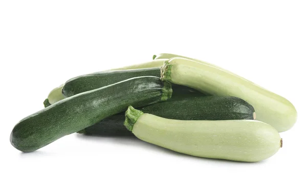 Fresh ripe green zucchinis isolated on white — Stock Photo, Image