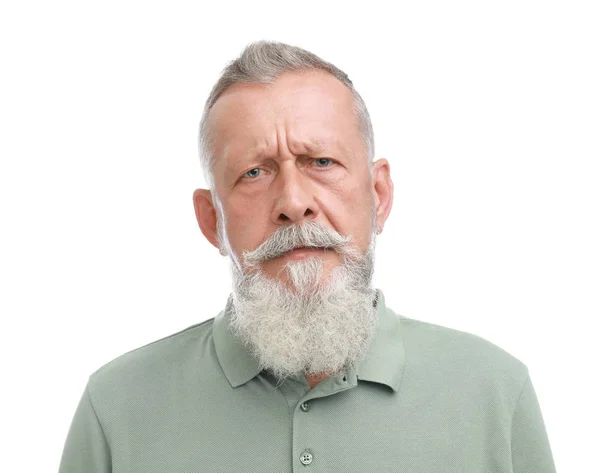 Retrato de hombre mayor guapo sobre fondo blanco —  Fotos de Stock