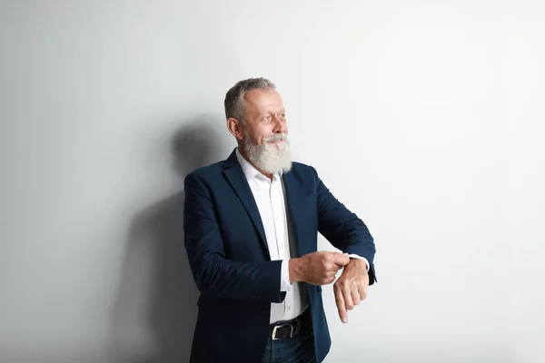 Portrait of handsome senior man on white background — Stock Photo, Image