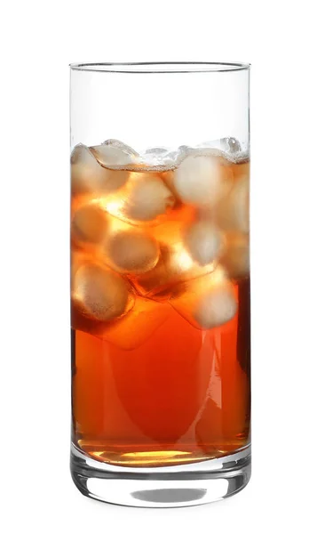 Glass of refreshing iced tea on white background — Stock Photo, Image