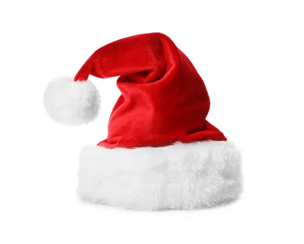 Święty Mikołaj czerwony kapelusz izolowany na białym — Zdjęcie stockowe