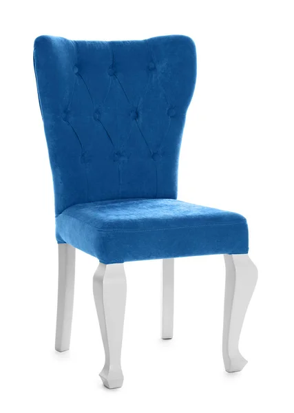 Elegante silla azul sobre fondo blanco. Elemento de diseño de interiores — Foto de Stock