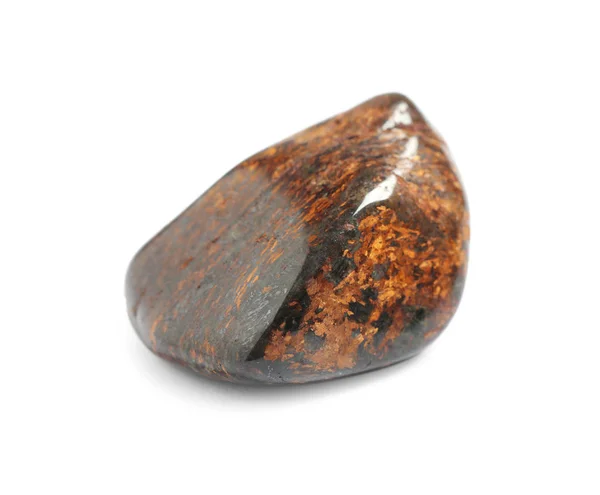 Beautiful brown bronzite gemstone on white background — Stock Photo, Image