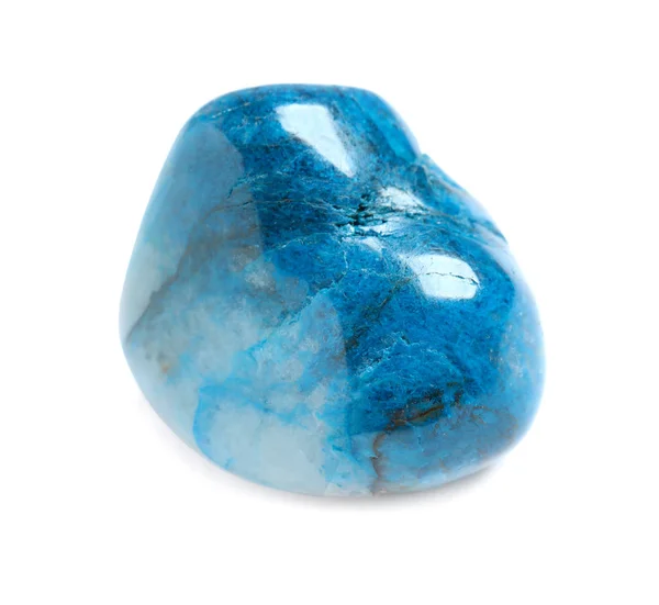 Beautiful blue shattuckite gemstone on white background — Stock Photo, Image