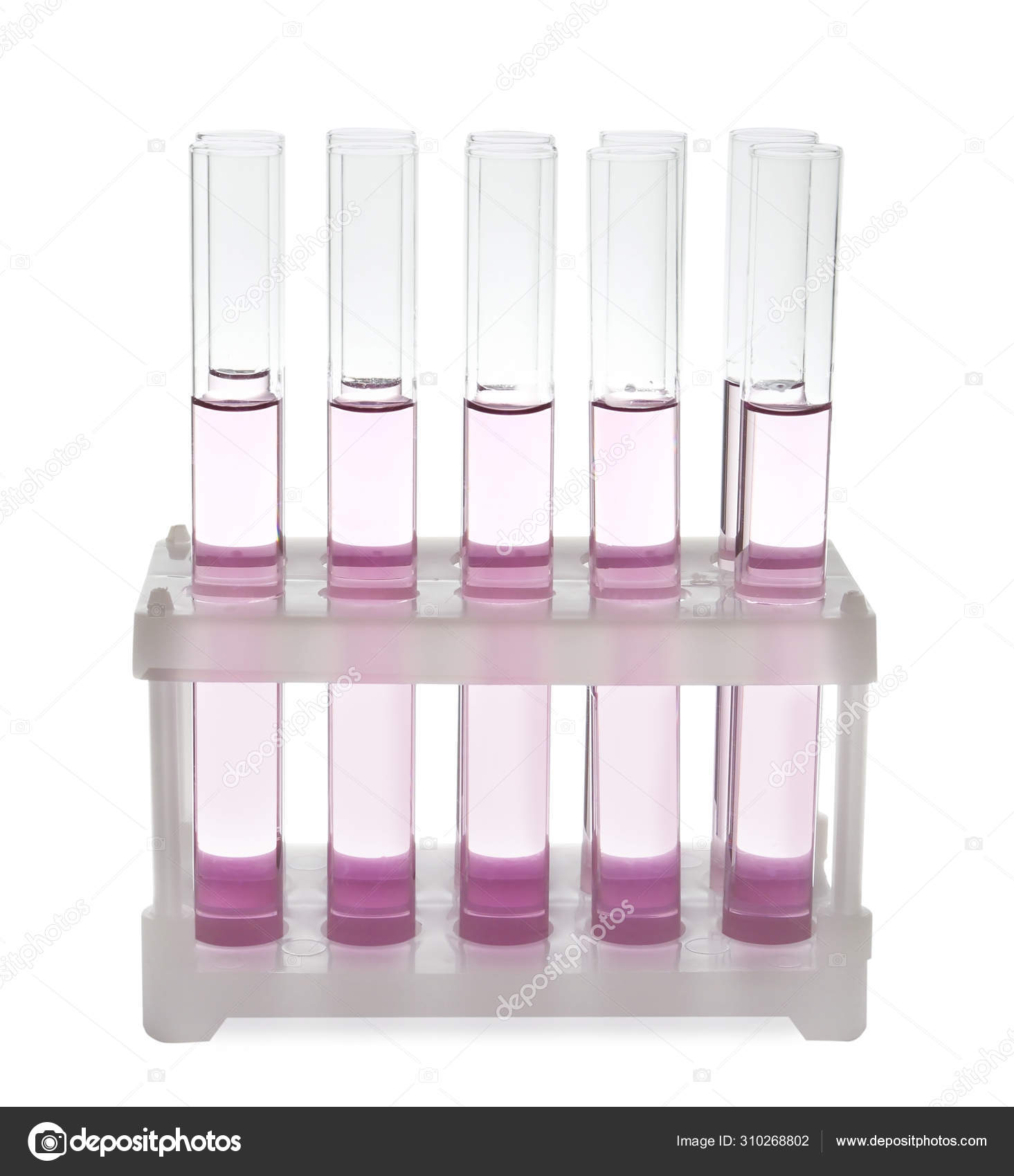 Reagenzgläser mit rosa Flüssigkeit auf weißem Hintergrund – Stockfoto ©  NewAfrica #310268802, image size:1465x1700