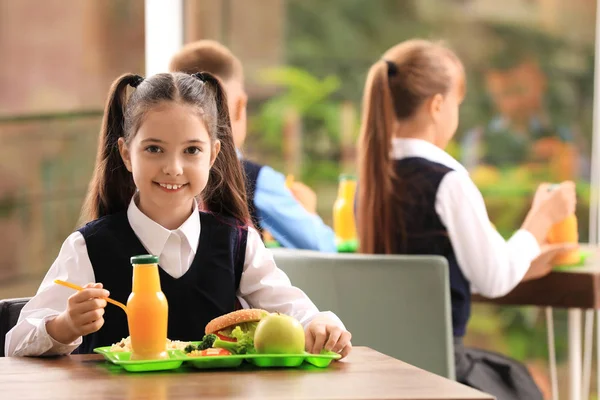 Happy School Children Holding Food Tray in Canteen Stock Photo - Image of  education, child: 142597954