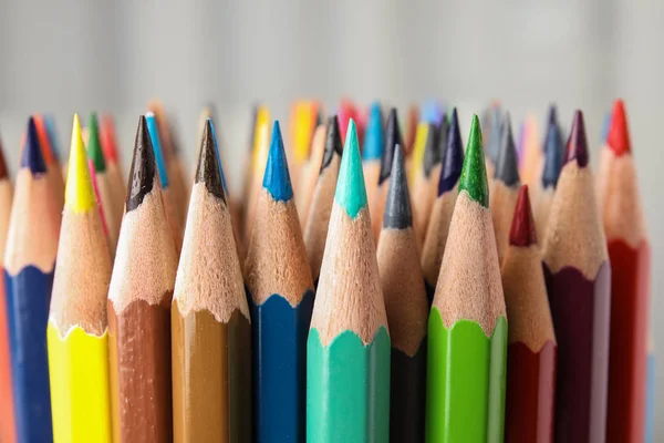 Different color pencils on white background, closeup view — Stock Photo, Image