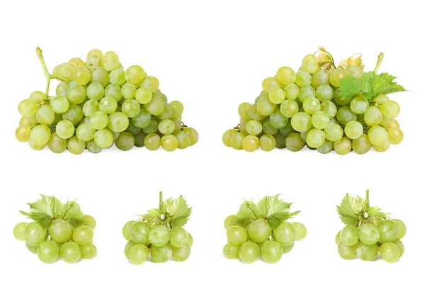 Zestaw świeżych soczystych winogron na białym tle — Zdjęcie stockowe