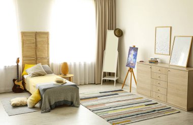 Konforlu yataklı şık modern oda iç