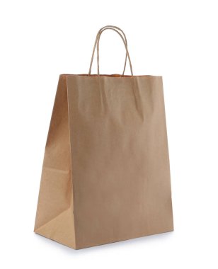 Boş kağıt torba beyaza izole edilmiş. Tasarım için model