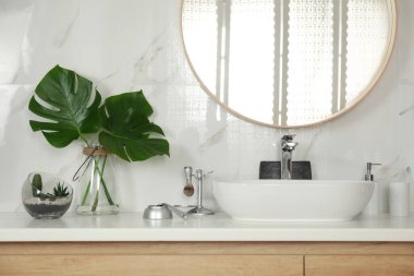 Gemi lavabo ve dekor elemanları ile şık banyo iç